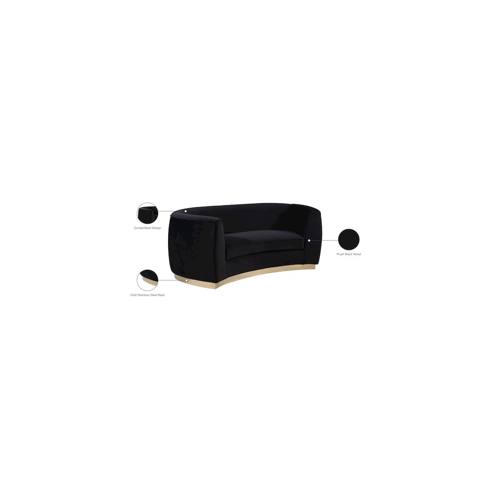 Julian Black Velvet Loveseat