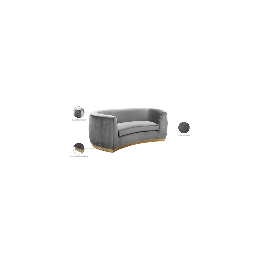 Julian Grey Velvet Loveseat