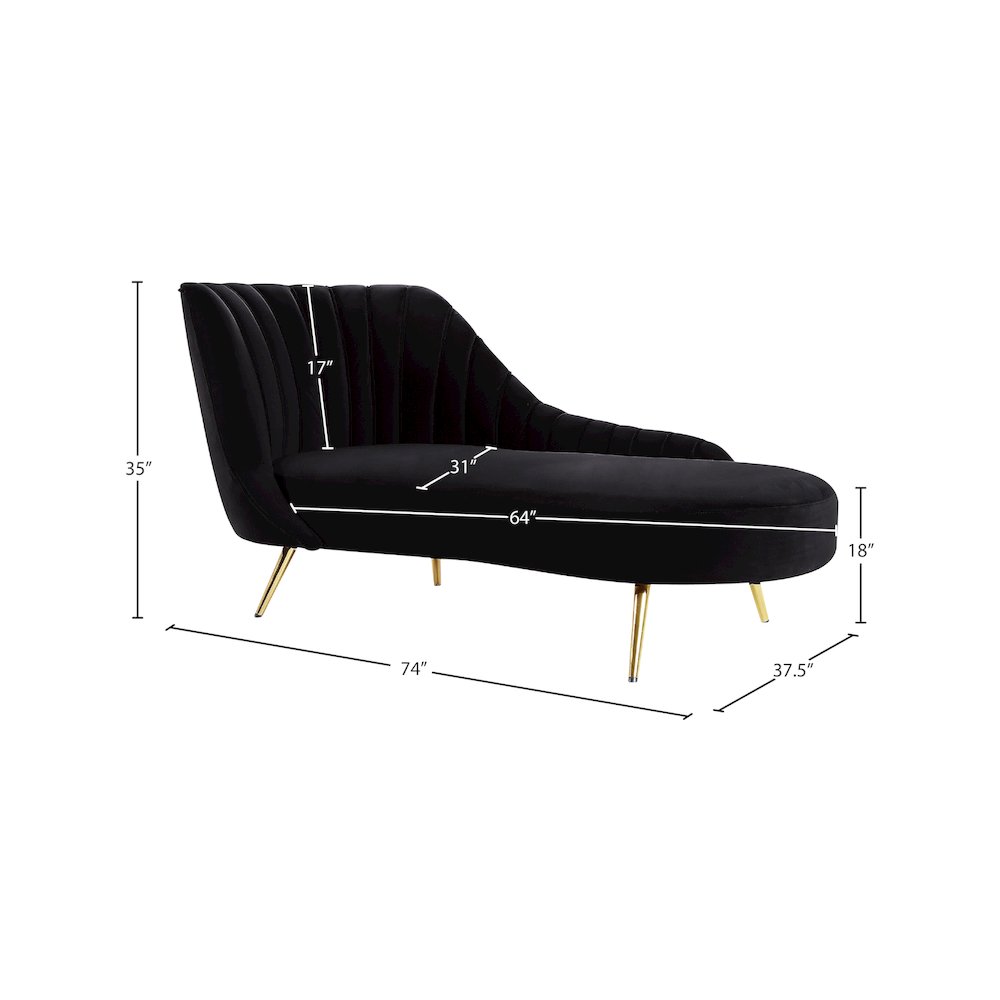 Margo Black Velvet Chaise