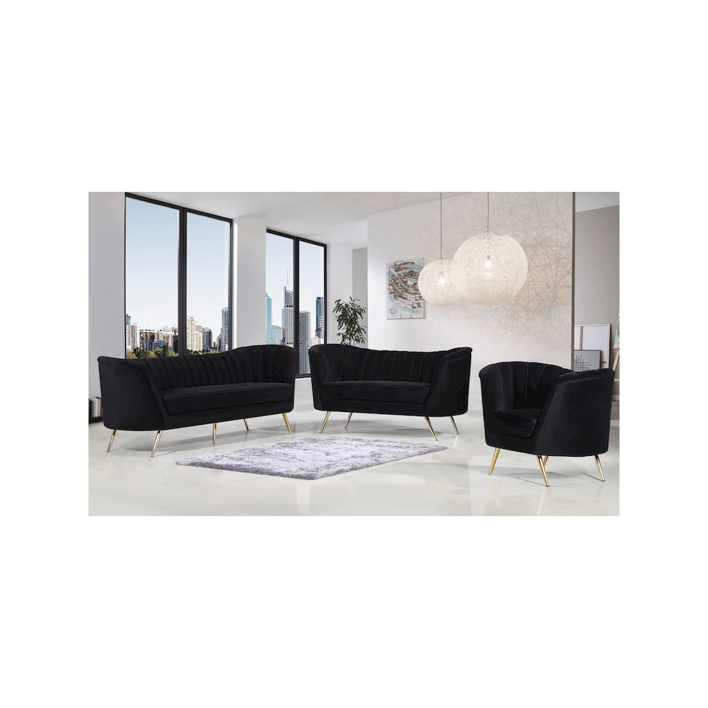 Margo Black Velvet Sofa
