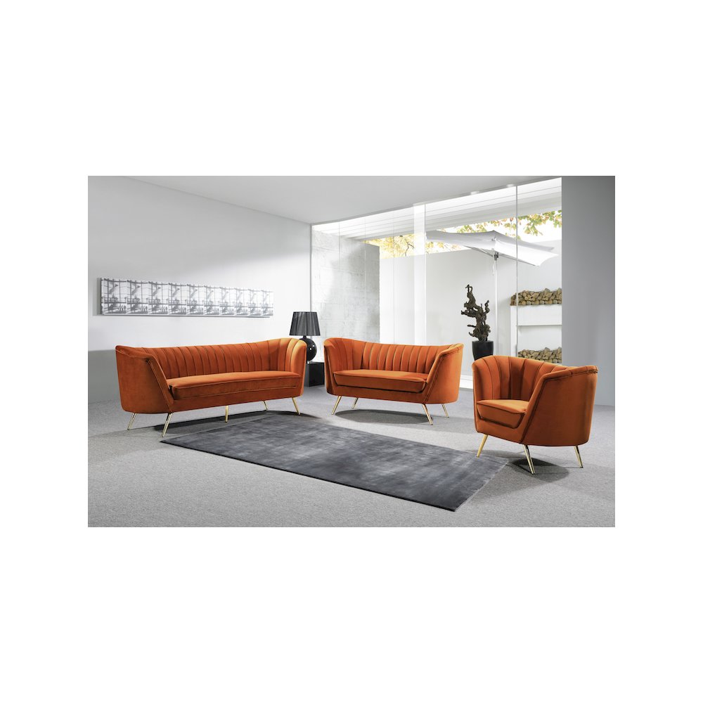 Margo Cognac Velvet Sofa