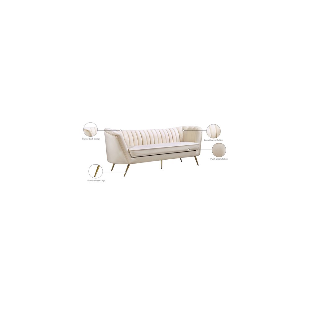 Margo Cream Velvet Sofa