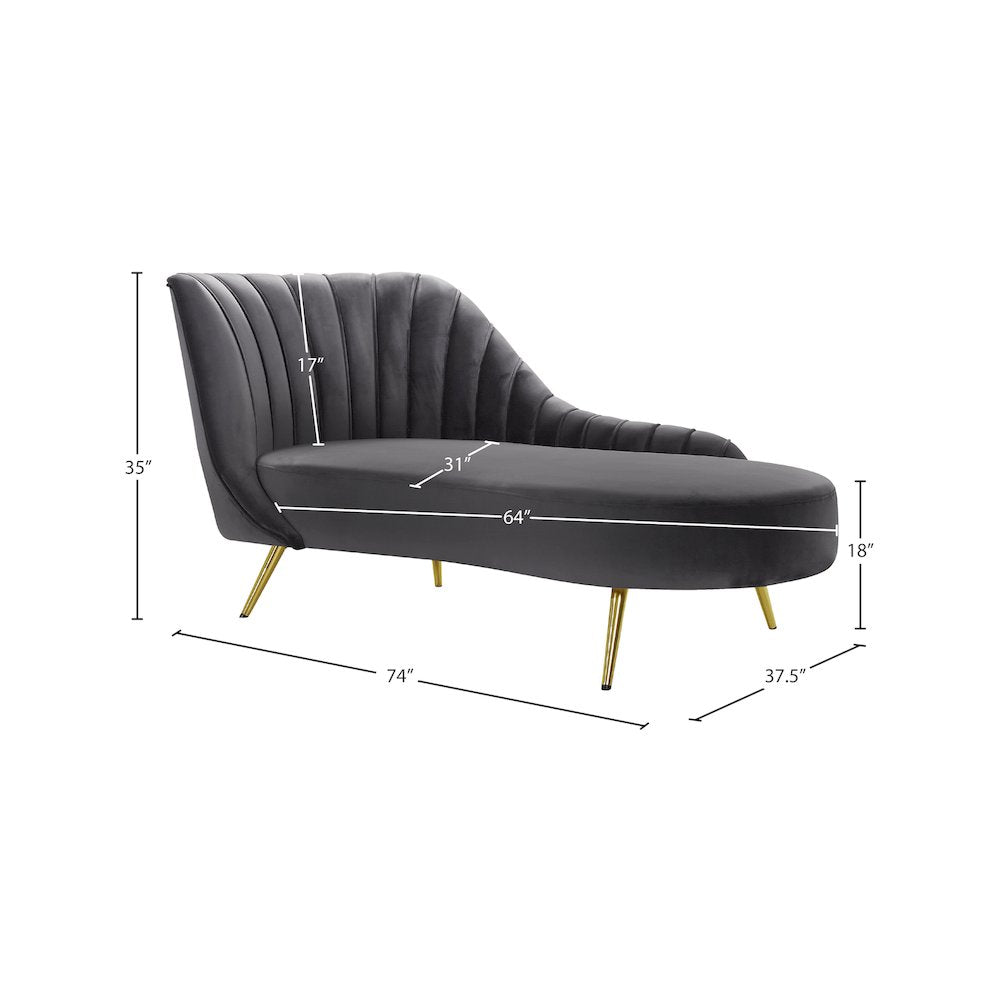 Margo Grey Velvet Chaise