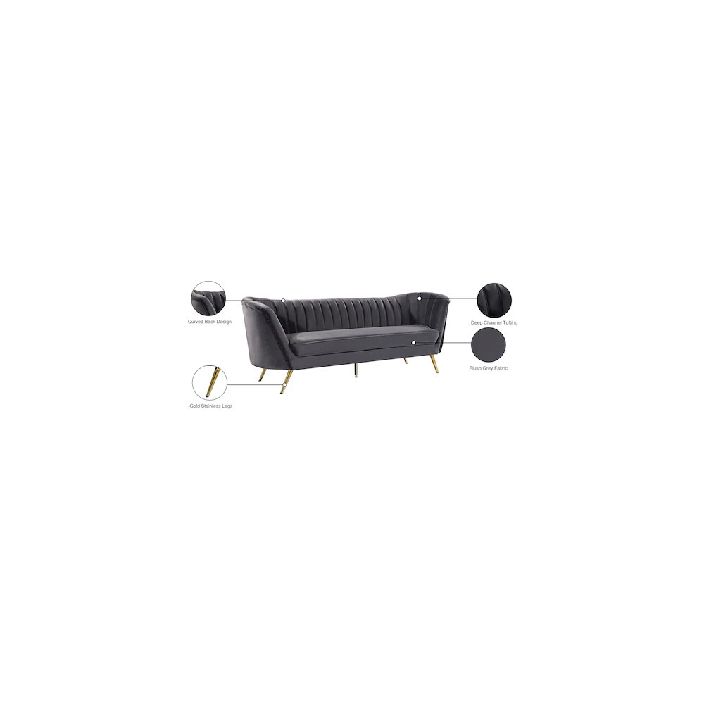 Margo Grey Velvet Sofa