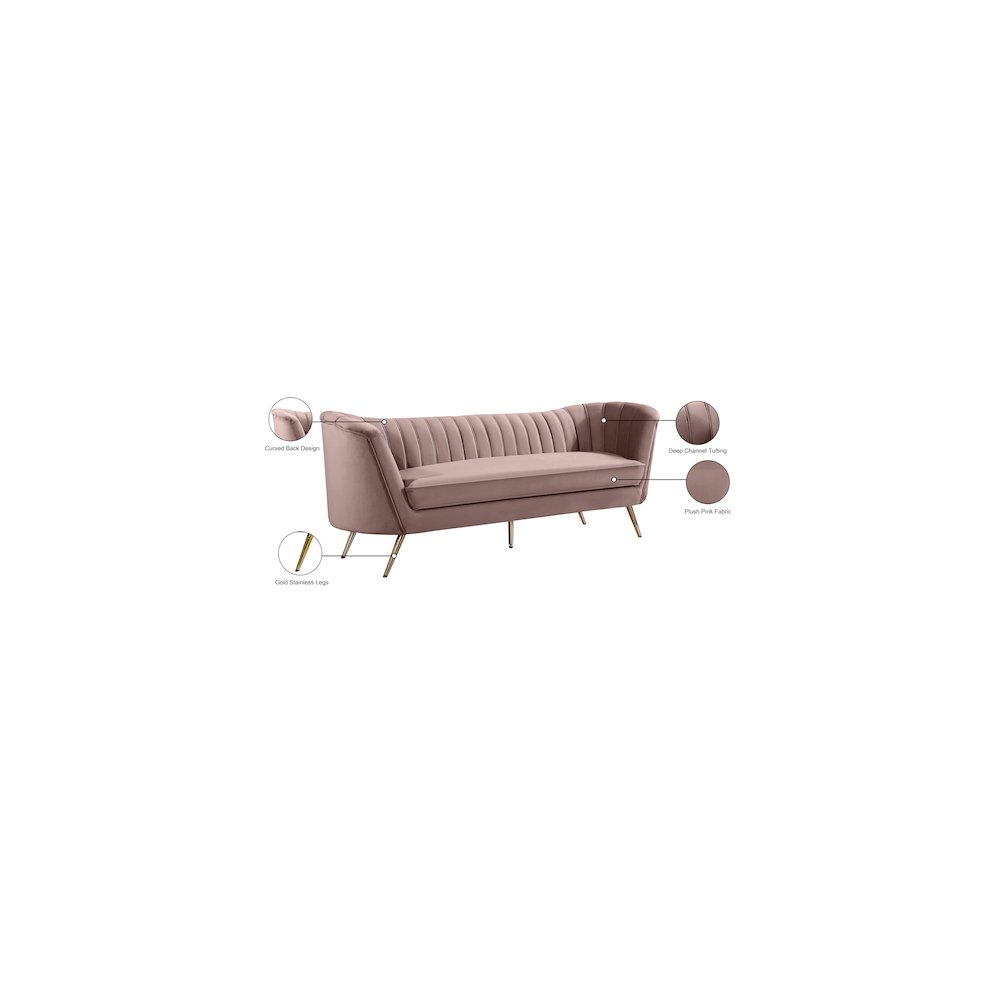 Margo Pink Velvet Sofa