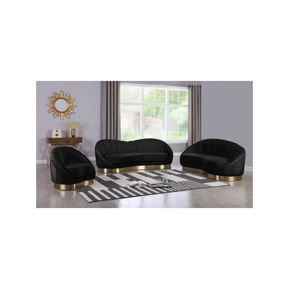 Shelly Black Velvet Sofa