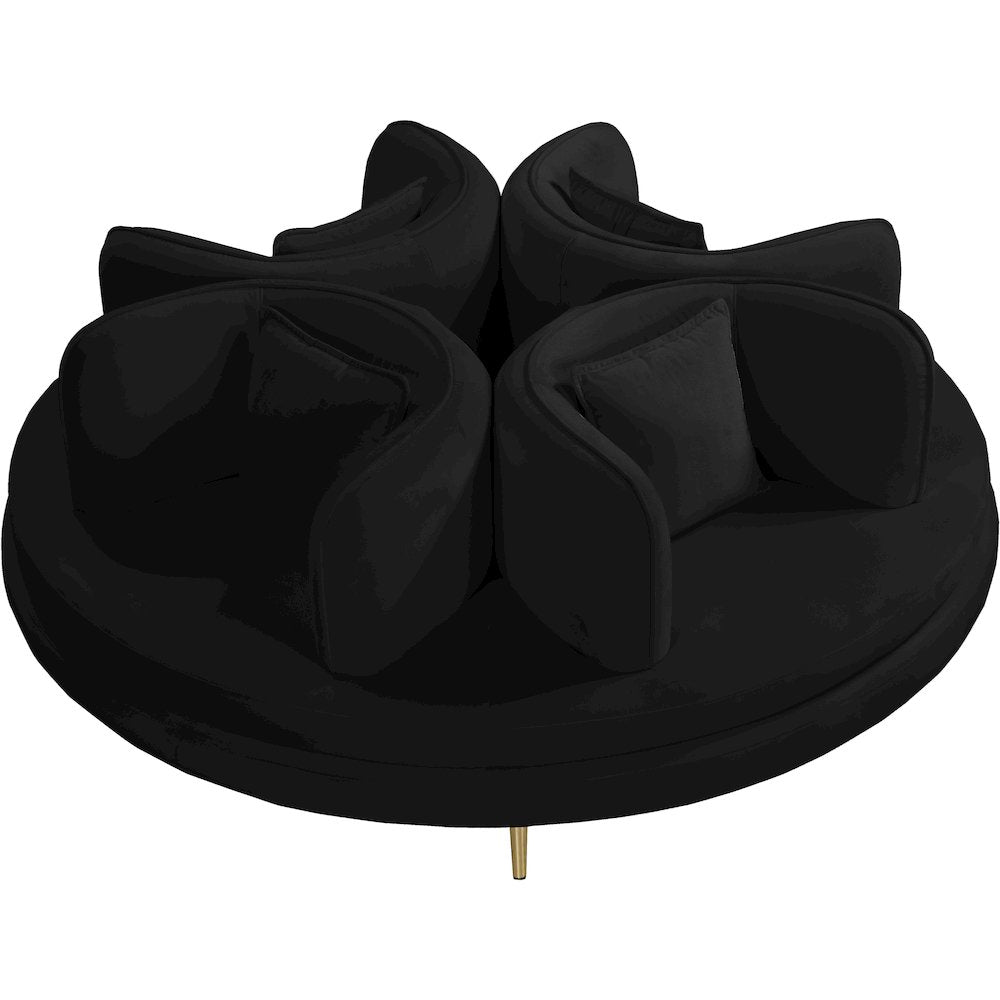Circlet Black Velvet Round Sofa Settee