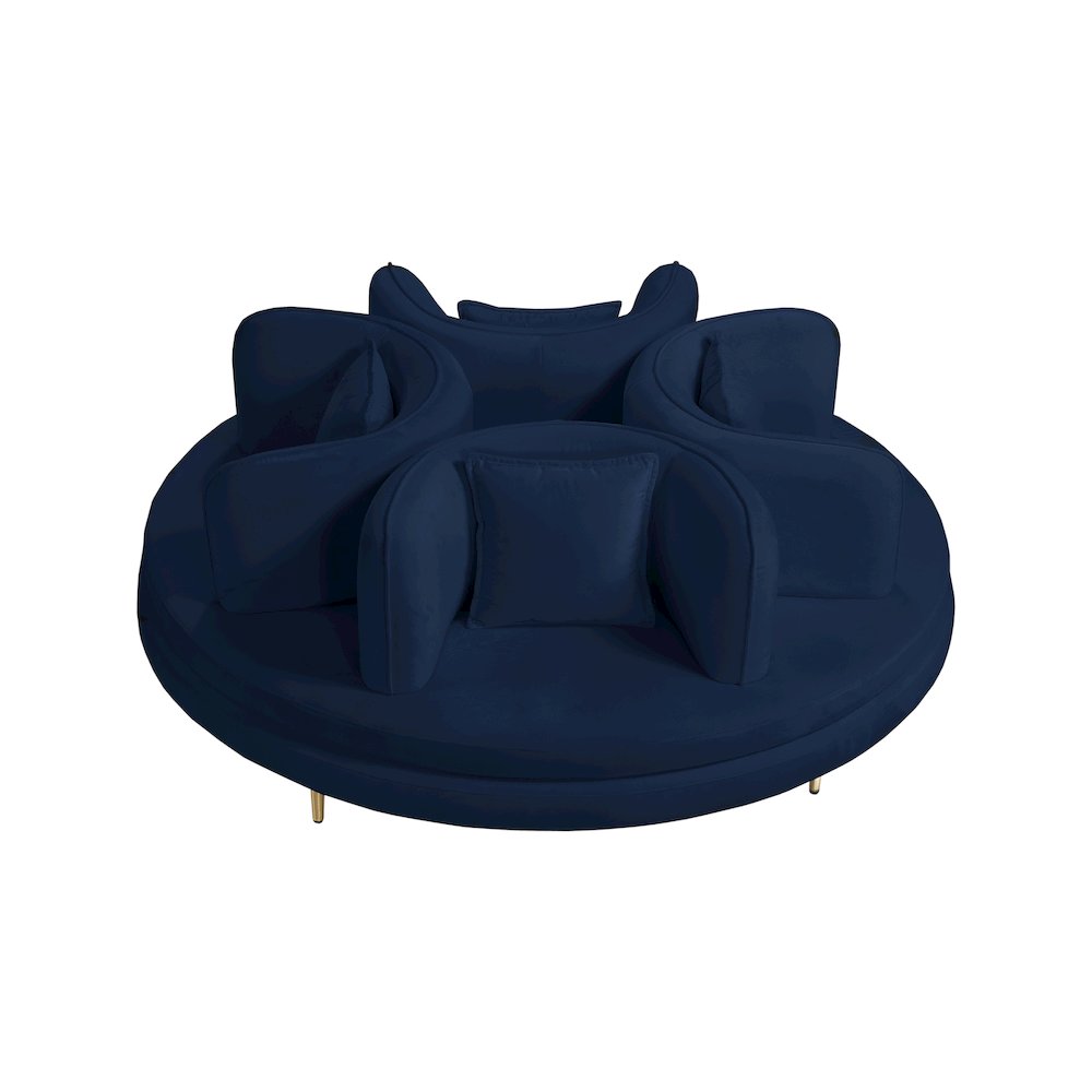 Circlet Navy Velvet Round Sofa Settee