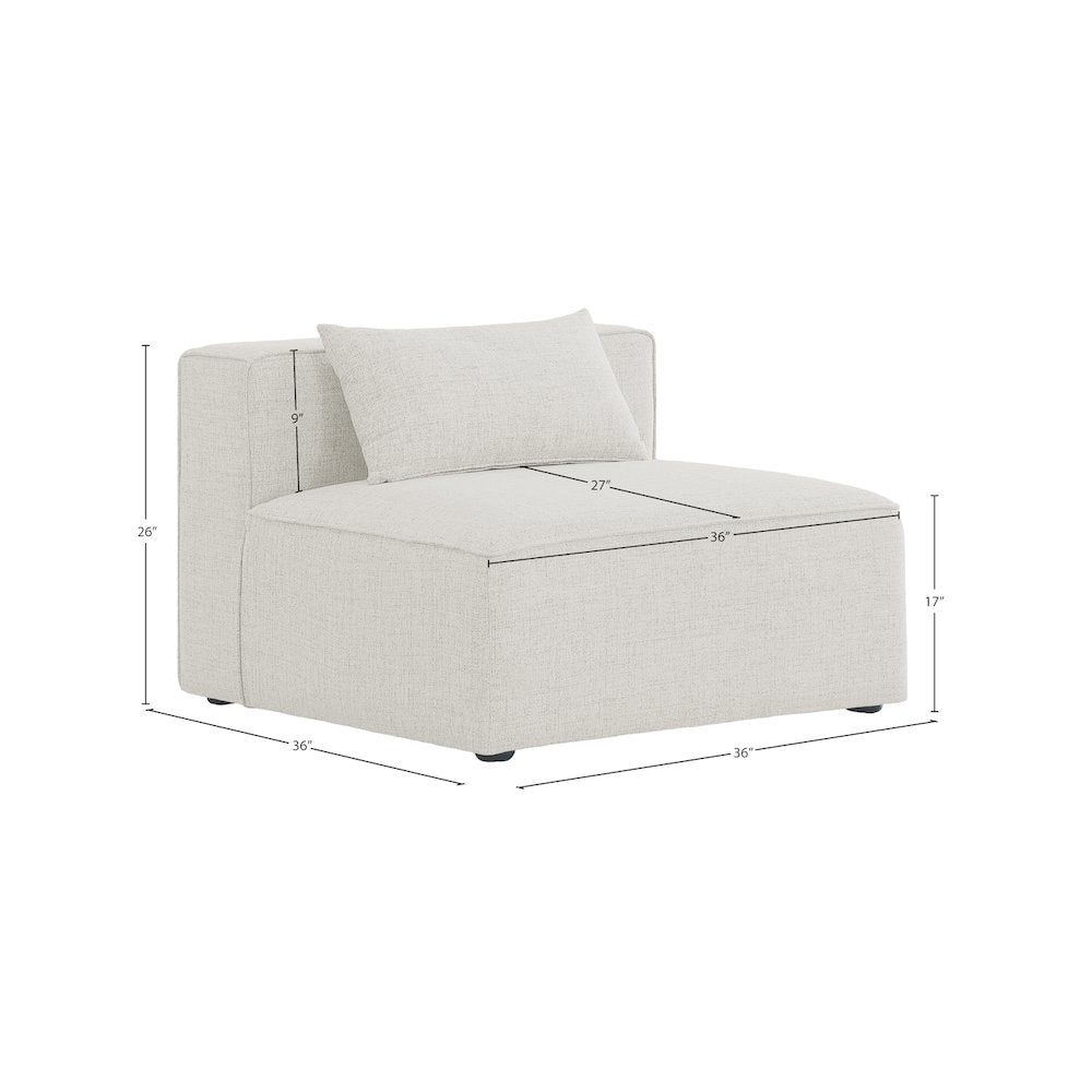 Cube Cream Durable Linen Textured Armless Chair