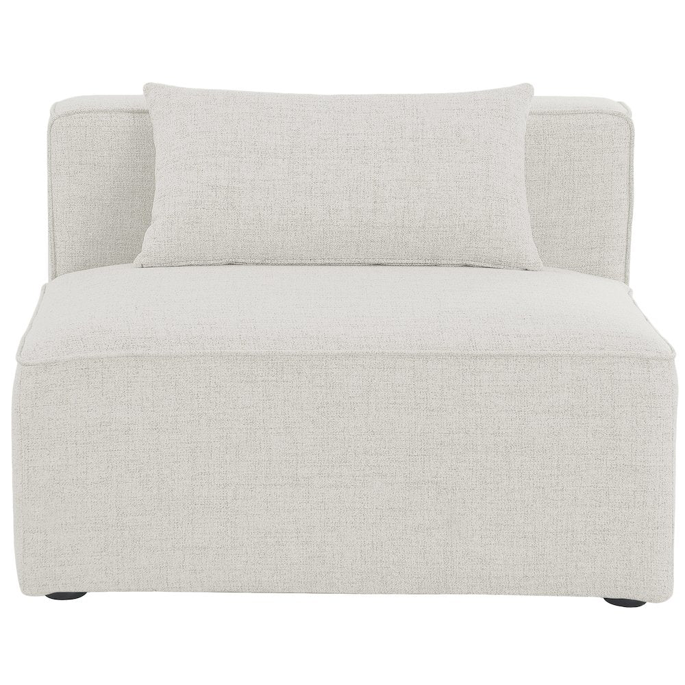Cube Cream Durable Linen Textured Armless Chair
