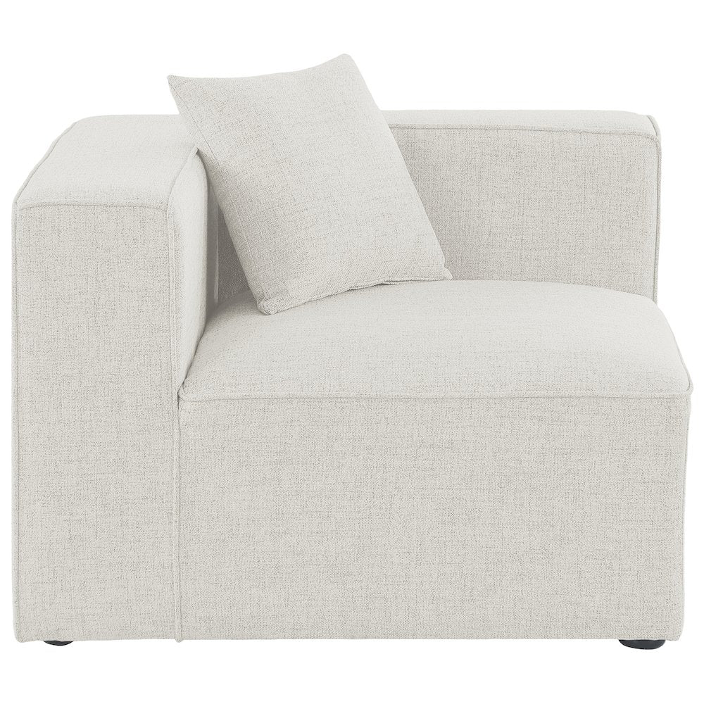 Cube Cream Durable Linen Textured Corner Chair