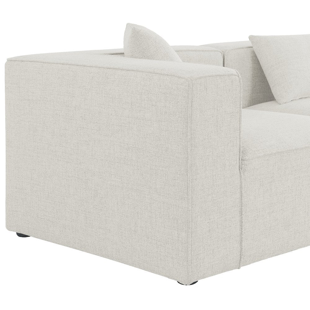Cube Cream Durable Linen Textured Modular Sofa