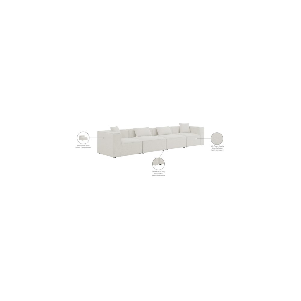 Cube Cream Durable Linen Textured Modular Sofa