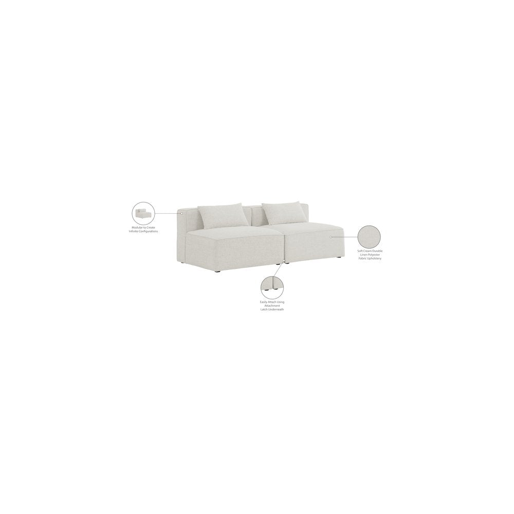 Cube Cream Durable Linen Textured Modular Sofa