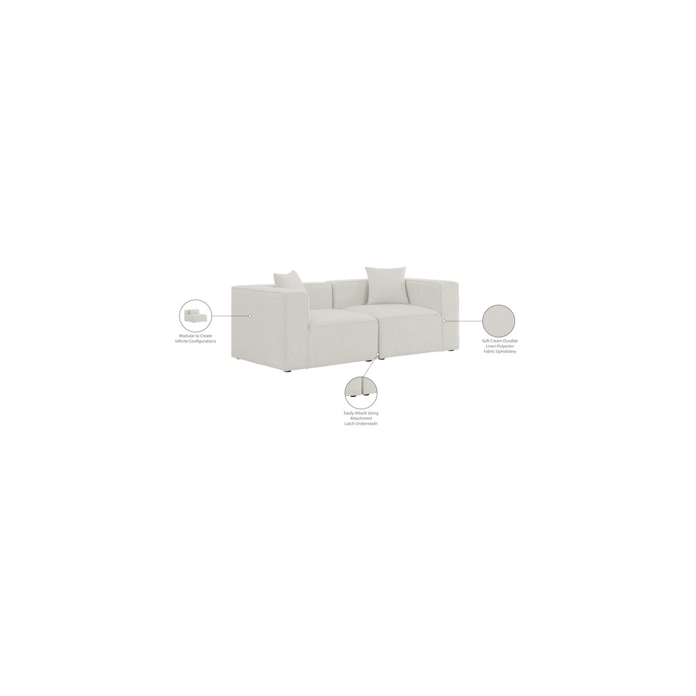 Cube Cream Durable Linen Textured Modular Sofa