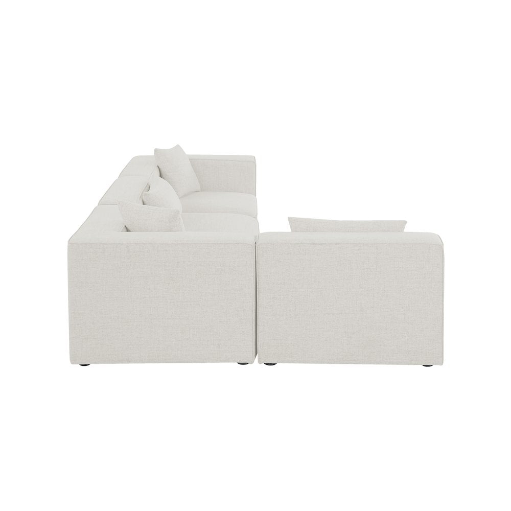 Cube Cream Durable Linen Textured Modular Sectional