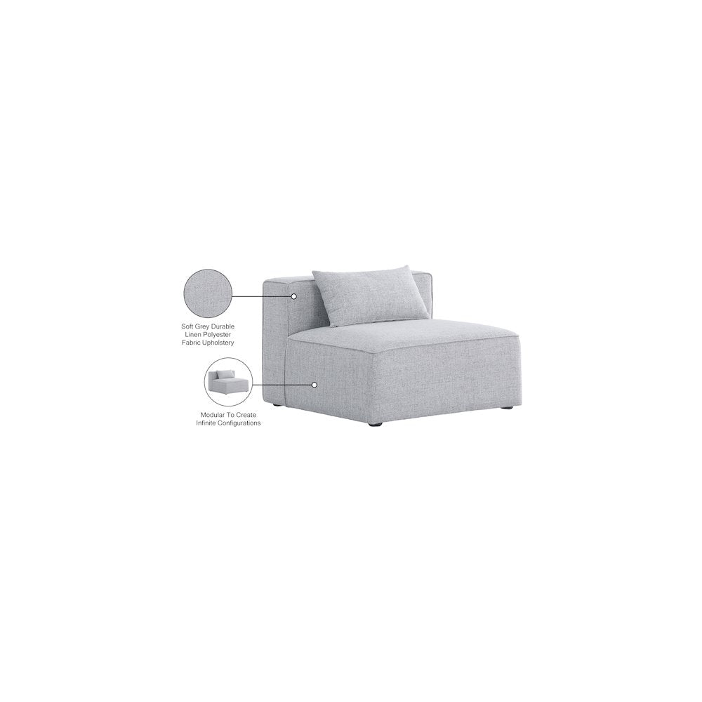 Cube Grey Durable Linen Textured Armless Chair