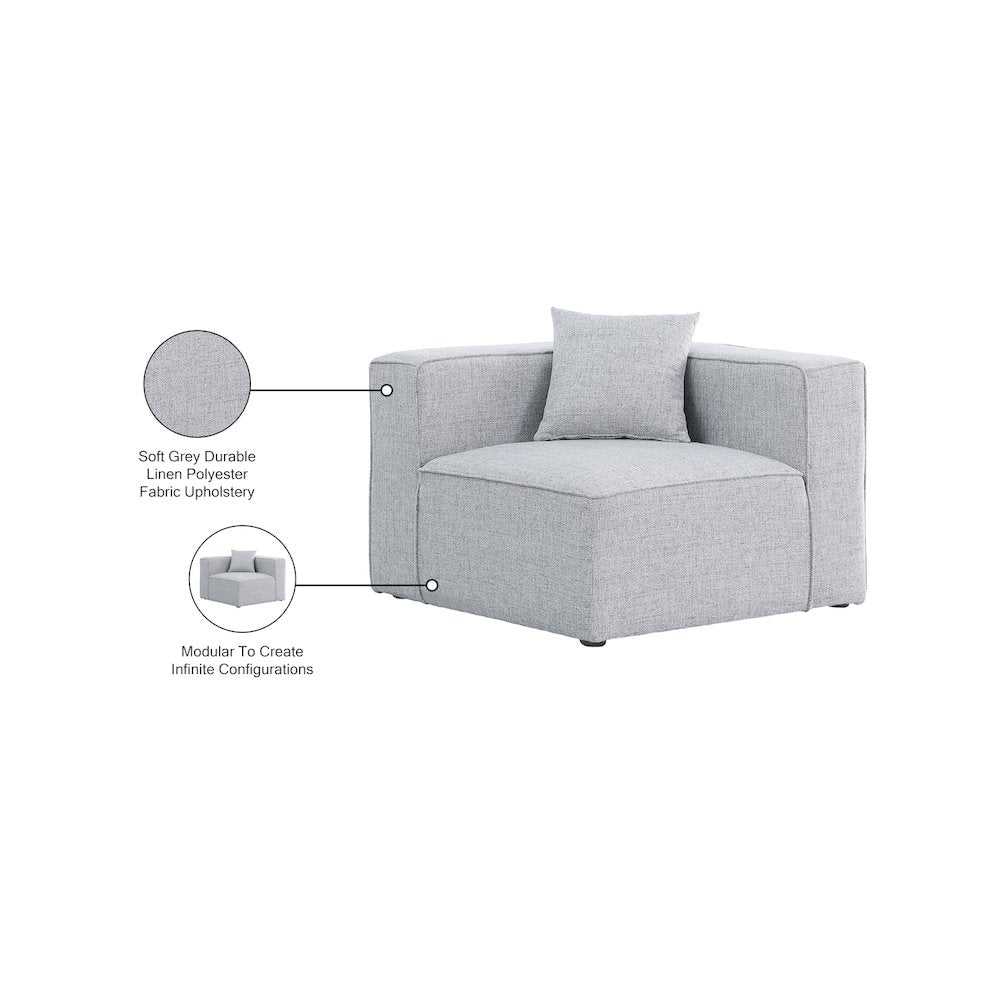 Cube Grey Durable Linen Textured Corner Chair