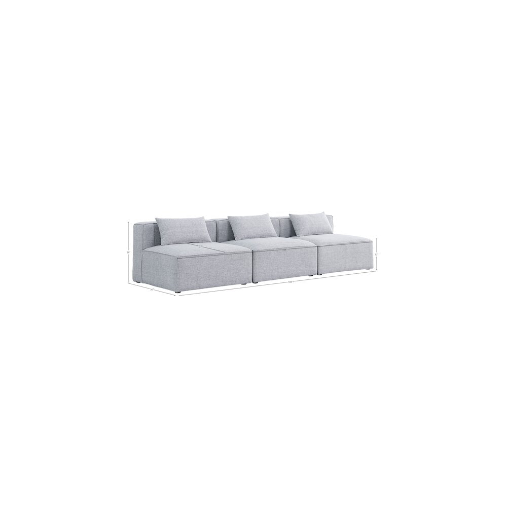 Cube Grey Durable Linen Textured Modular Sofa