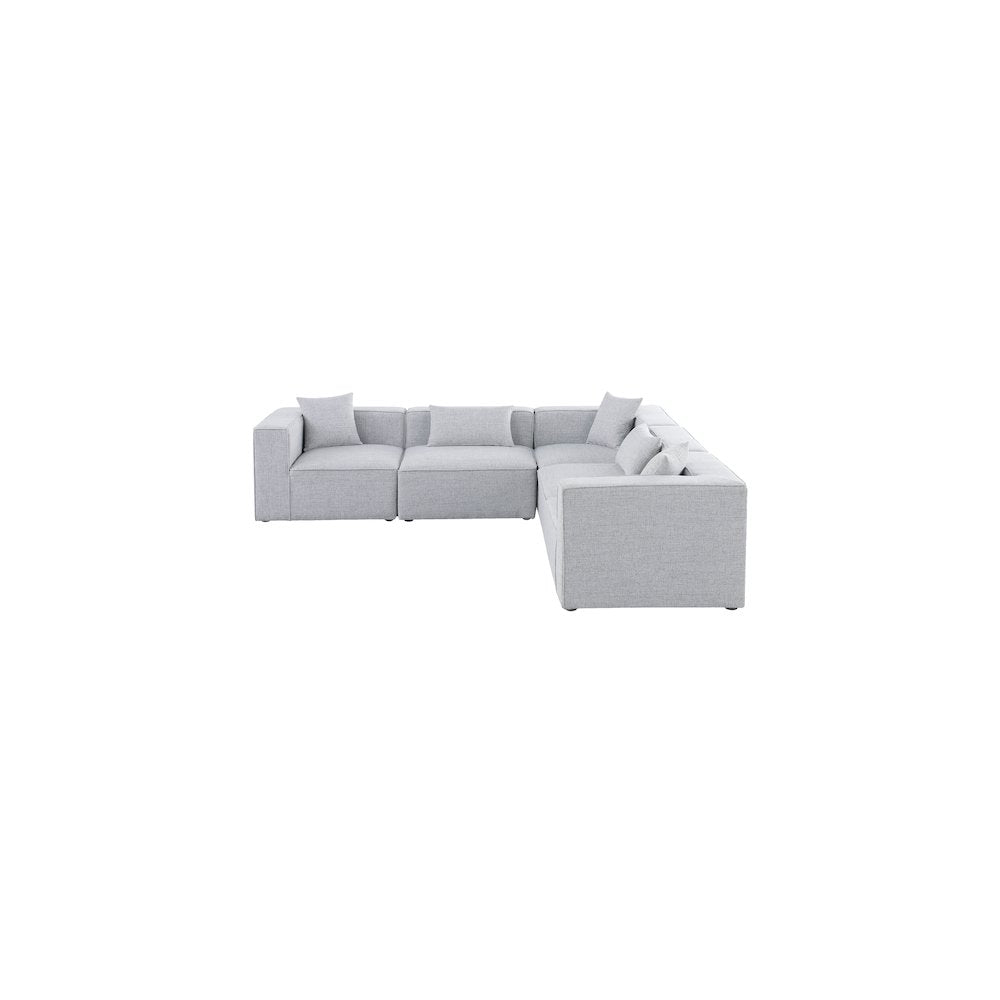 Cube Grey Durable Linen Textured Modular Sectional