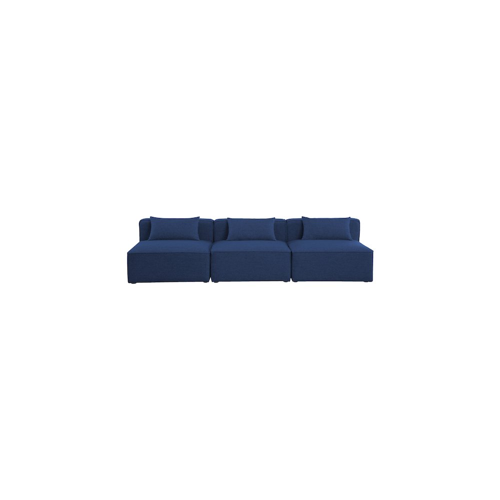 Cube Navy Durable Linen Textured Modular Sofa