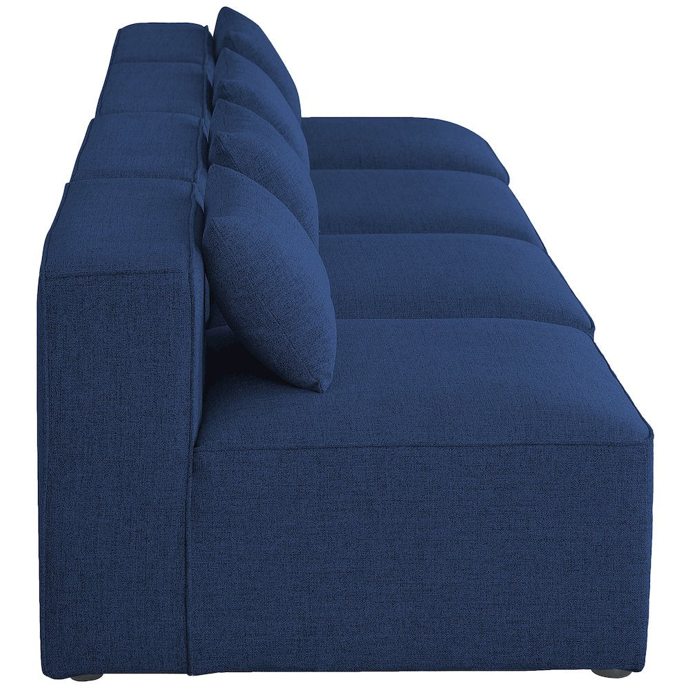 Cube Navy Durable Linen Textured Modular Sofa