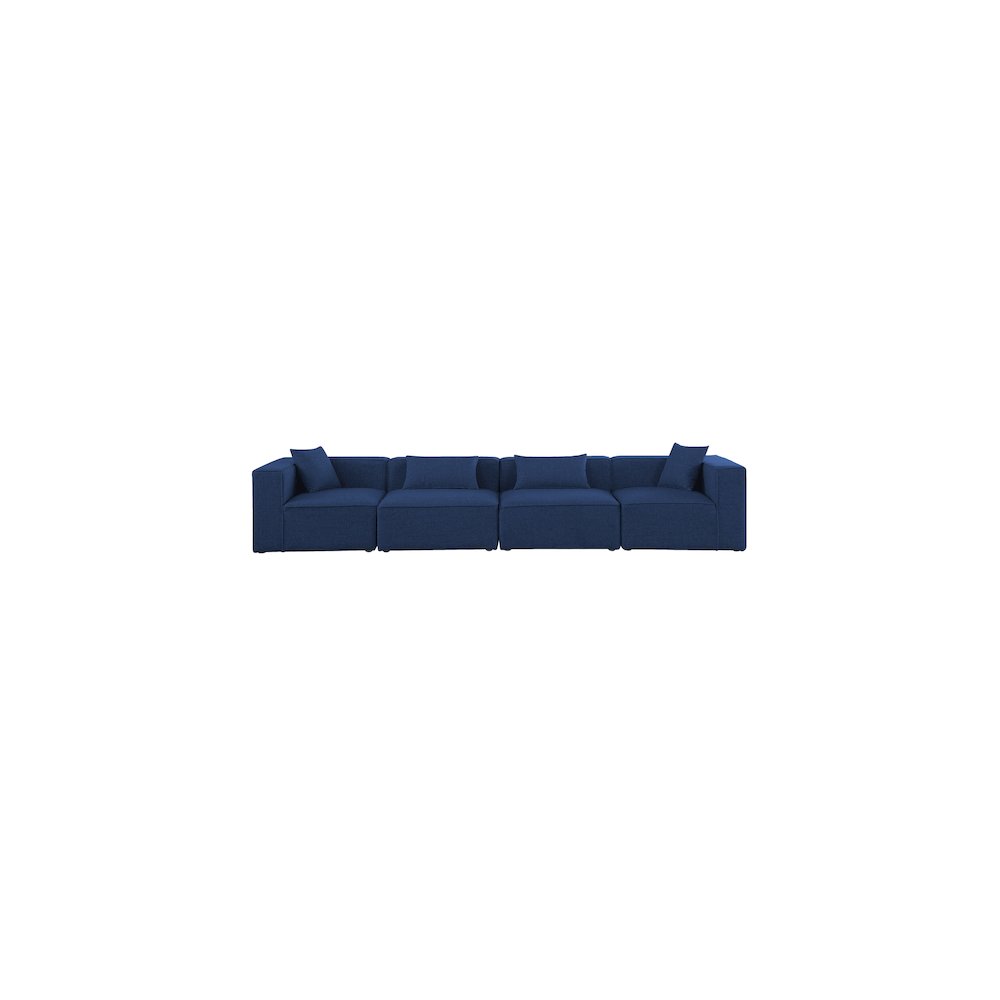 Cube Navy Durable Linen Textured Modular Sofa
