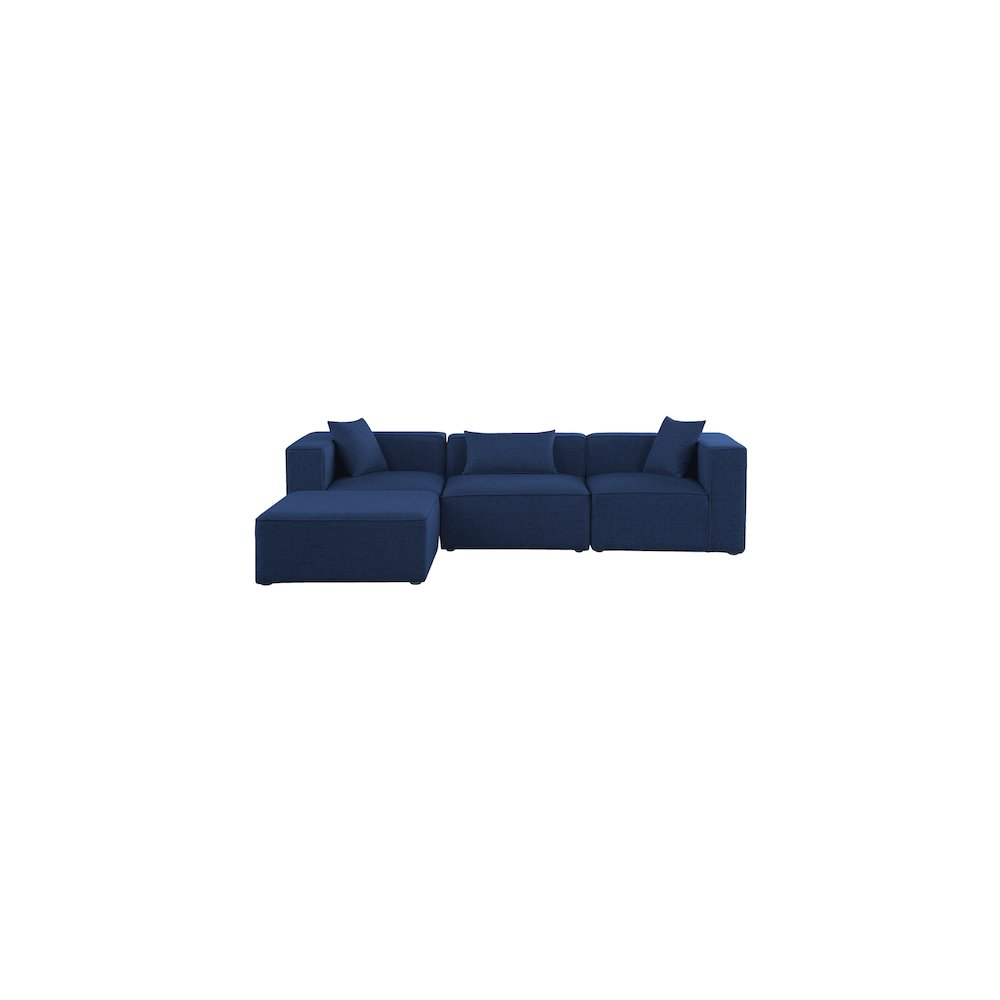 Cube Navy Durable Linen Textured Modular Sectional