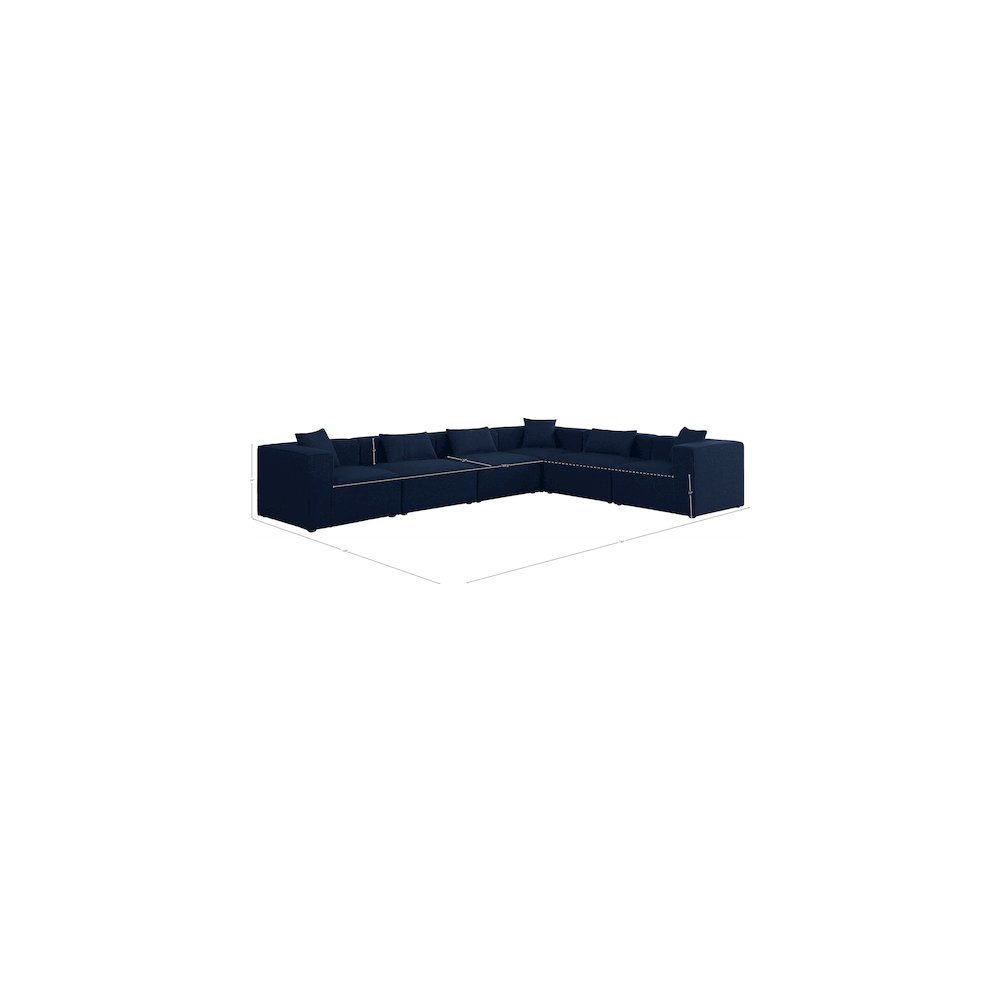 Cube Navy Durable Linen Textured Modular Sectional