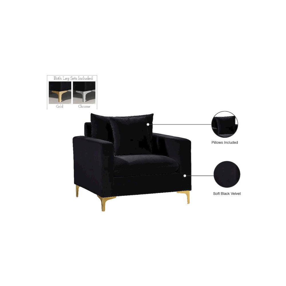 Naomi Black Velvet Chair