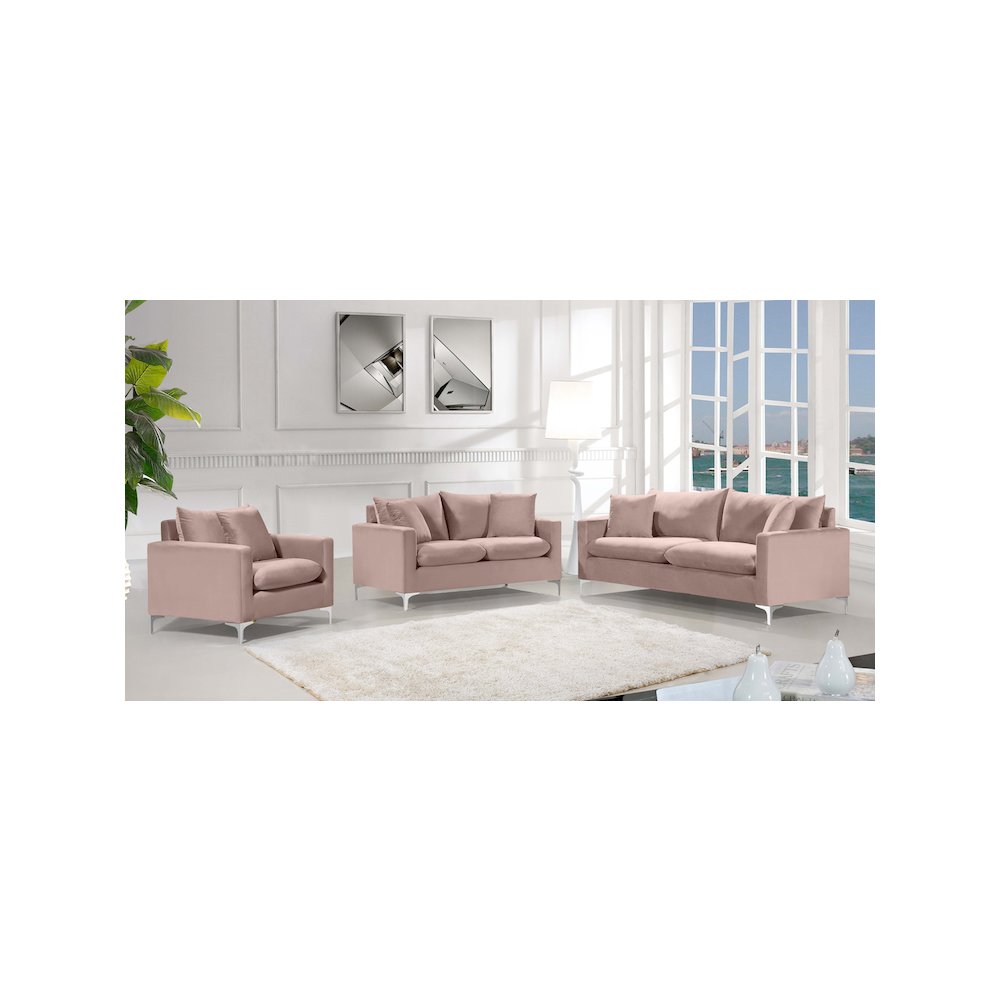 Naomi Pink Velvet Loveseat