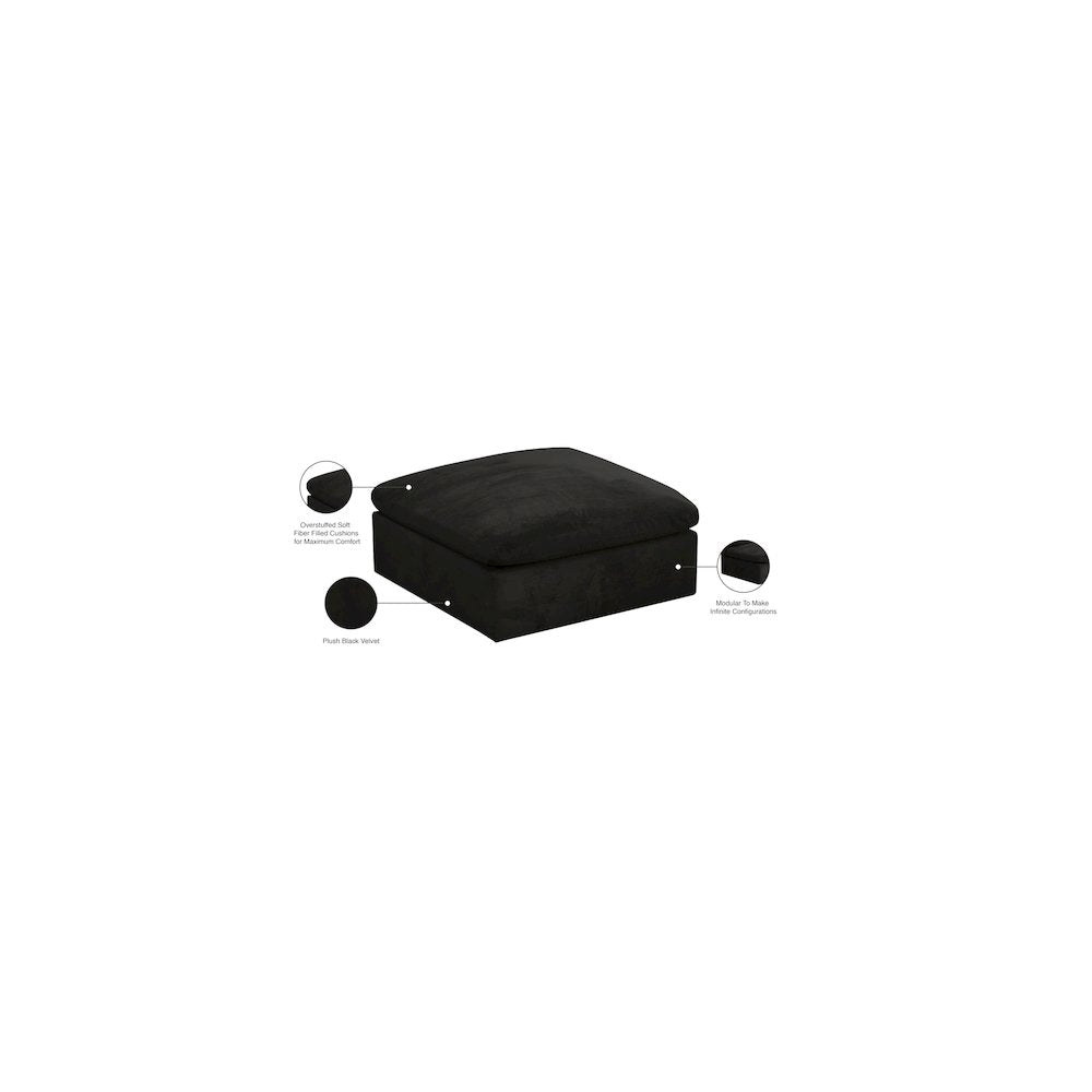 Cozy Black Velvet Ottoman