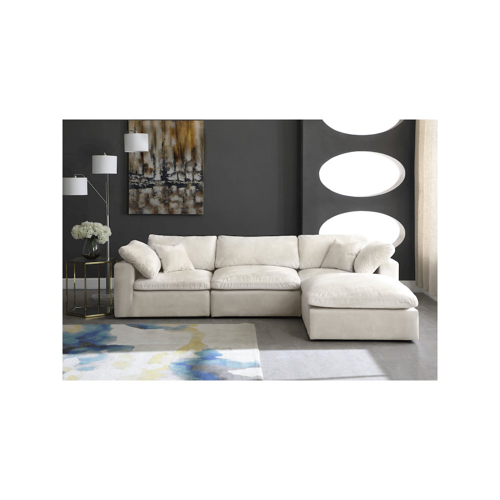 Cozy Cream Velvet Comfort Modular Sectional