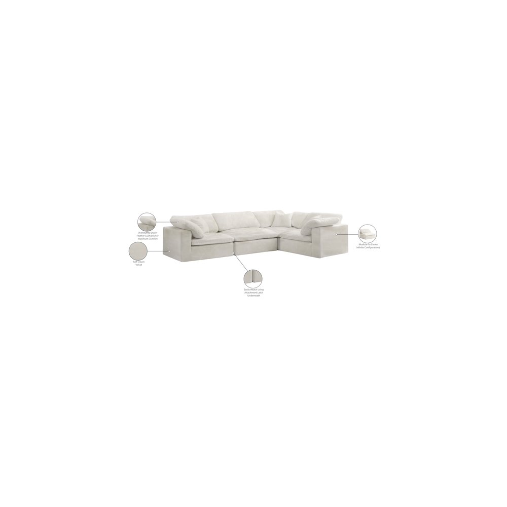 Cozy Cream Velvet Modular Sectional