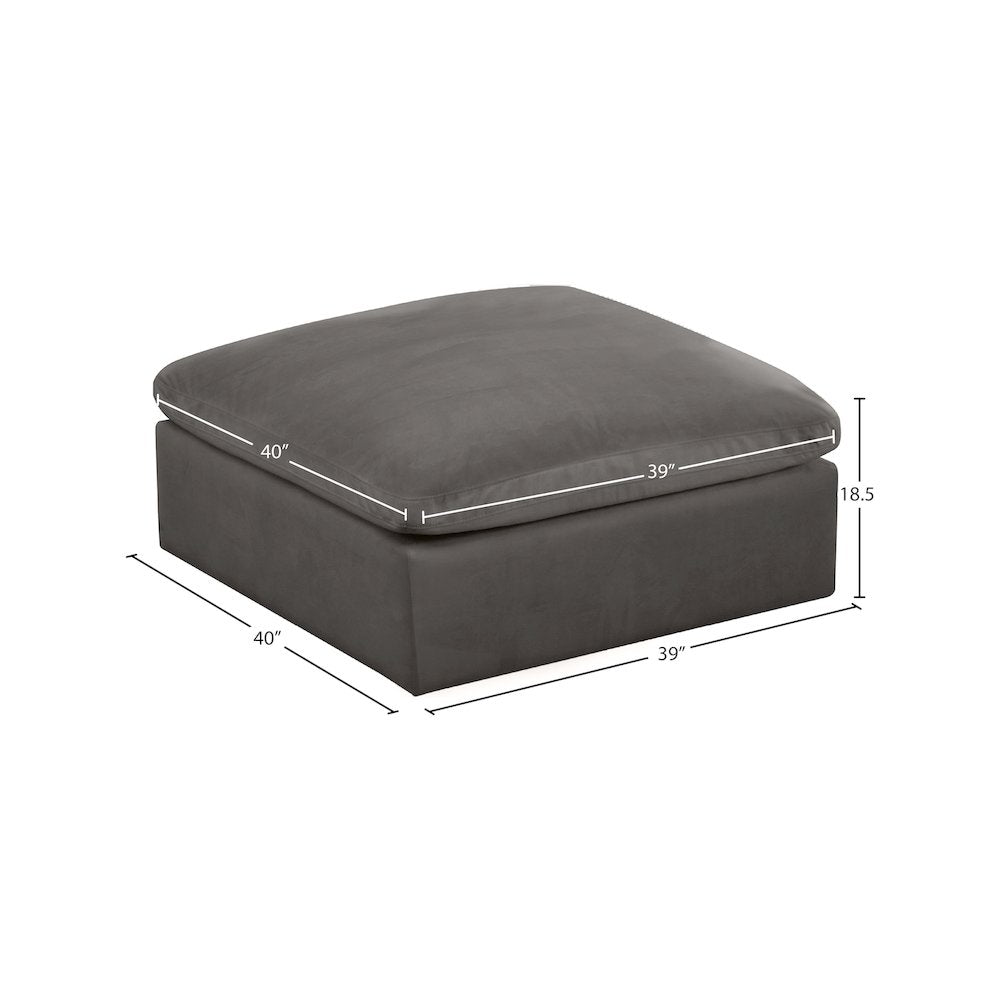Cozy Grey Velvet Ottoman