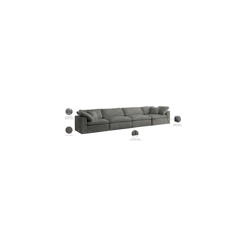 Cozy Grey Velvet Comfort Modular Sofa