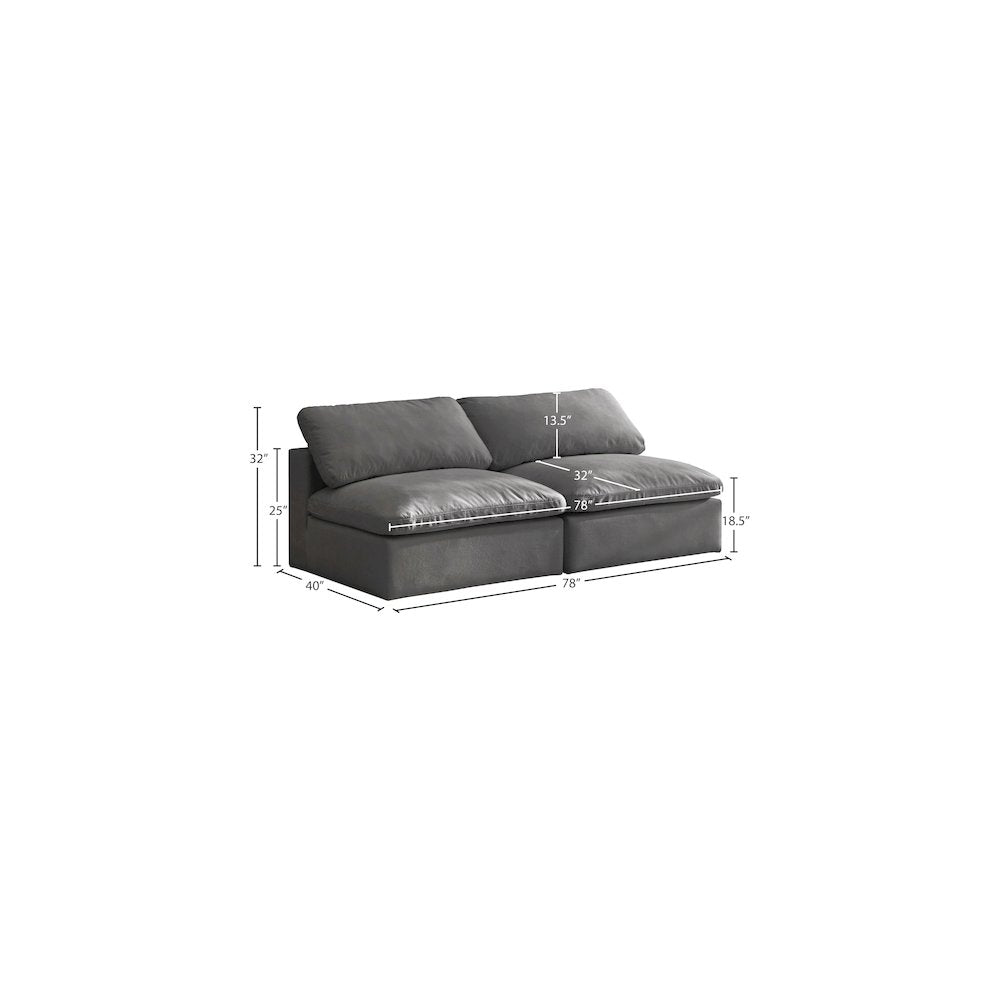 Cozy Grey Velvet Comfort Modular Armless Sofa