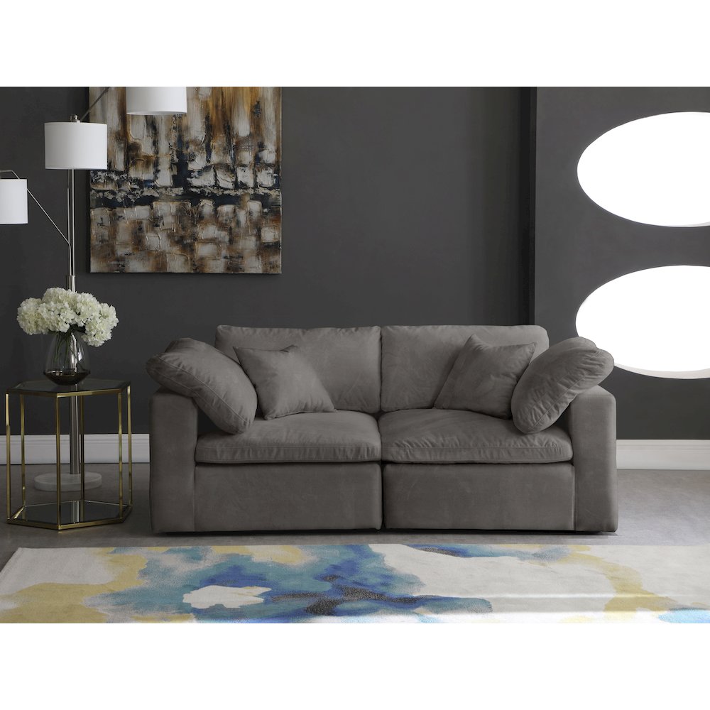 Cozy Grey Velvet Comfort Modular Sofa