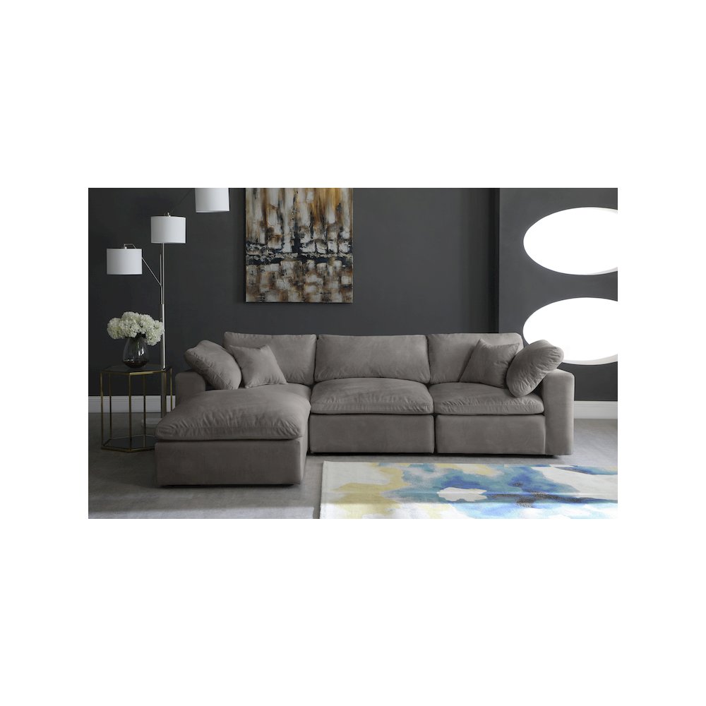 Cozy Grey Velvet Comfort Modular Sectional