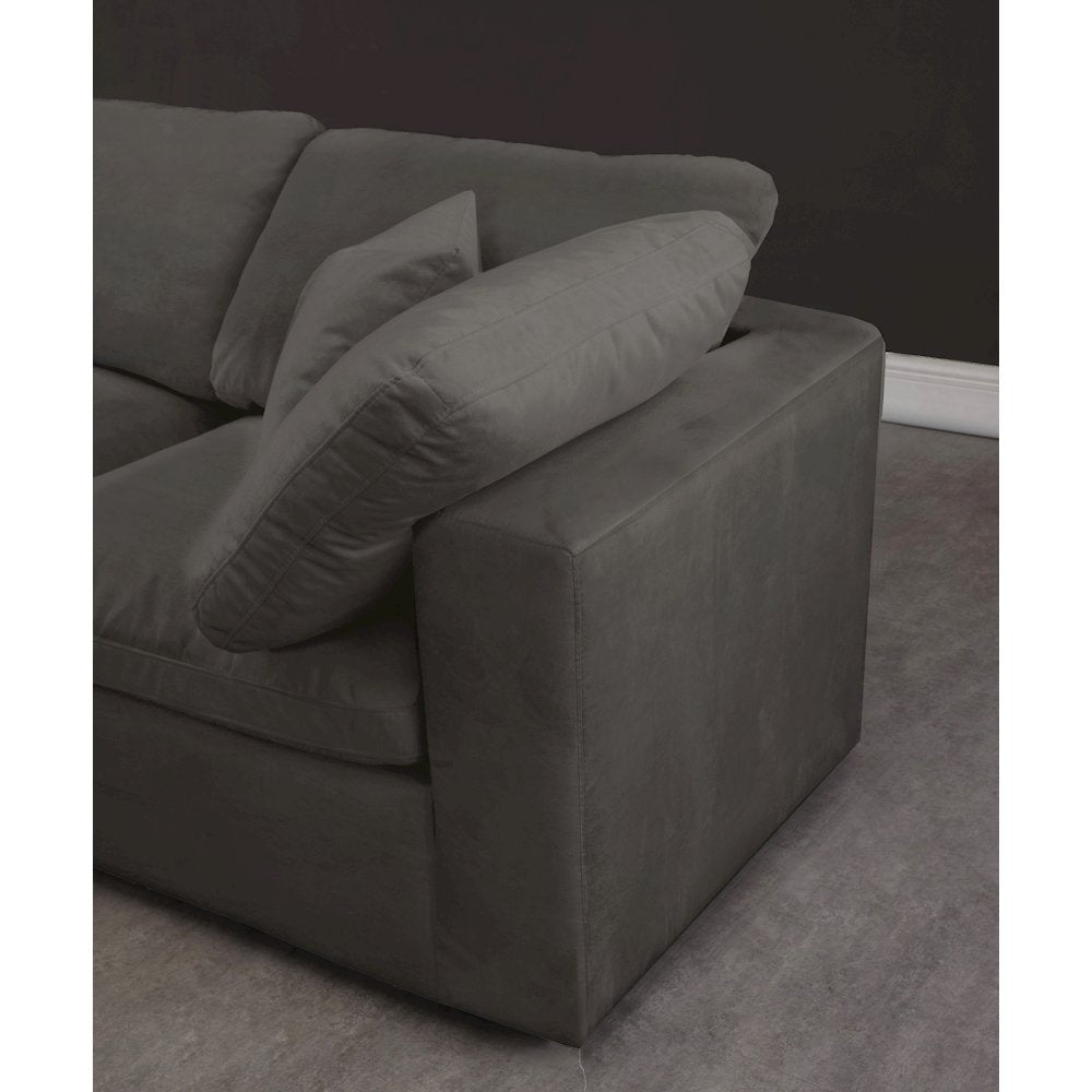 Cozy Grey Velvet Comfort Modular Sectional