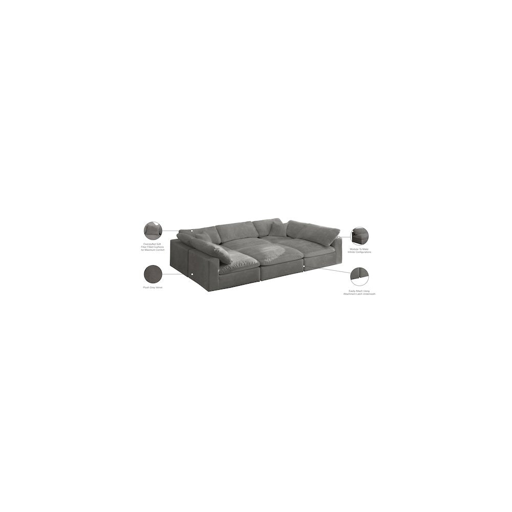 Cozy Grey Velvet Comfort Modular Sectional