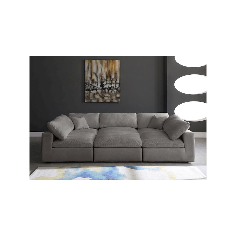 Cozy Grey Velvet Comfort Modular Sectional