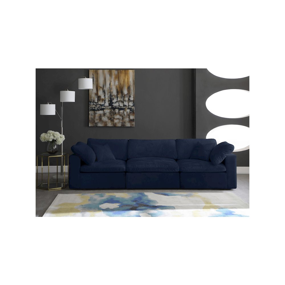 Cozy Navy Velvet Comfort Modular Sofa