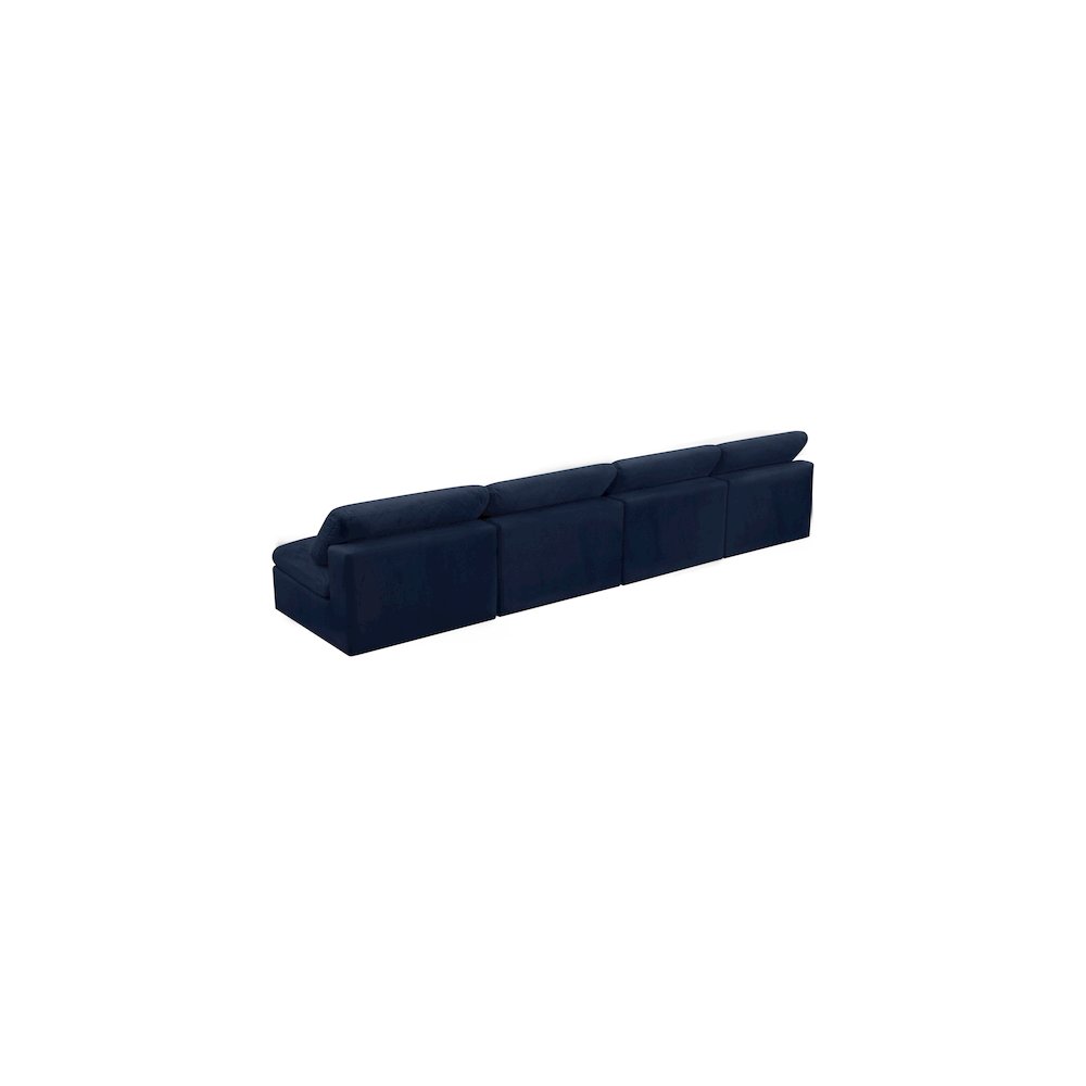 Cozy Navy Velvet Comfort Modular Armless Sofa