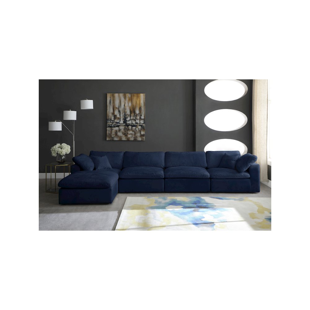 Cozy Navy Velvet Comfort Modular Sectional