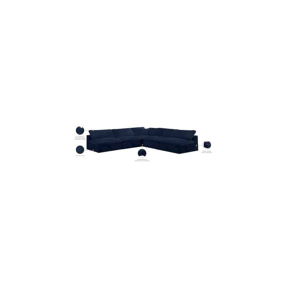 Cozy Navy Velvet Comfort Modular Sectional