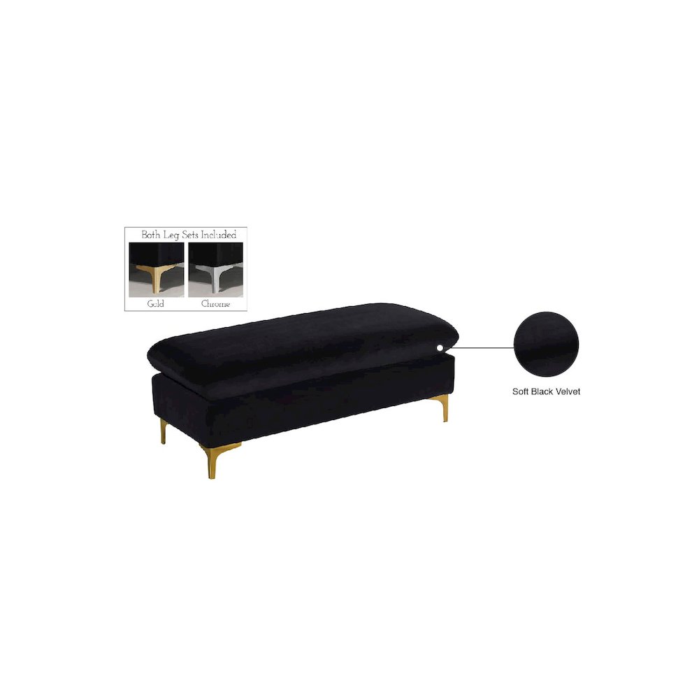 Naomi Black Velvet Ottoman