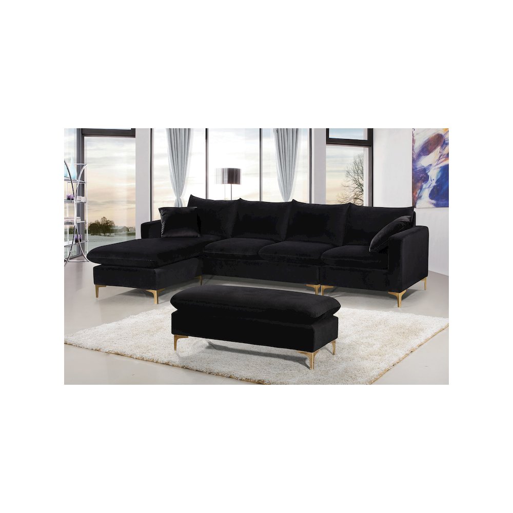 Naomi Black Velvet 2pc. Reversible Sectional