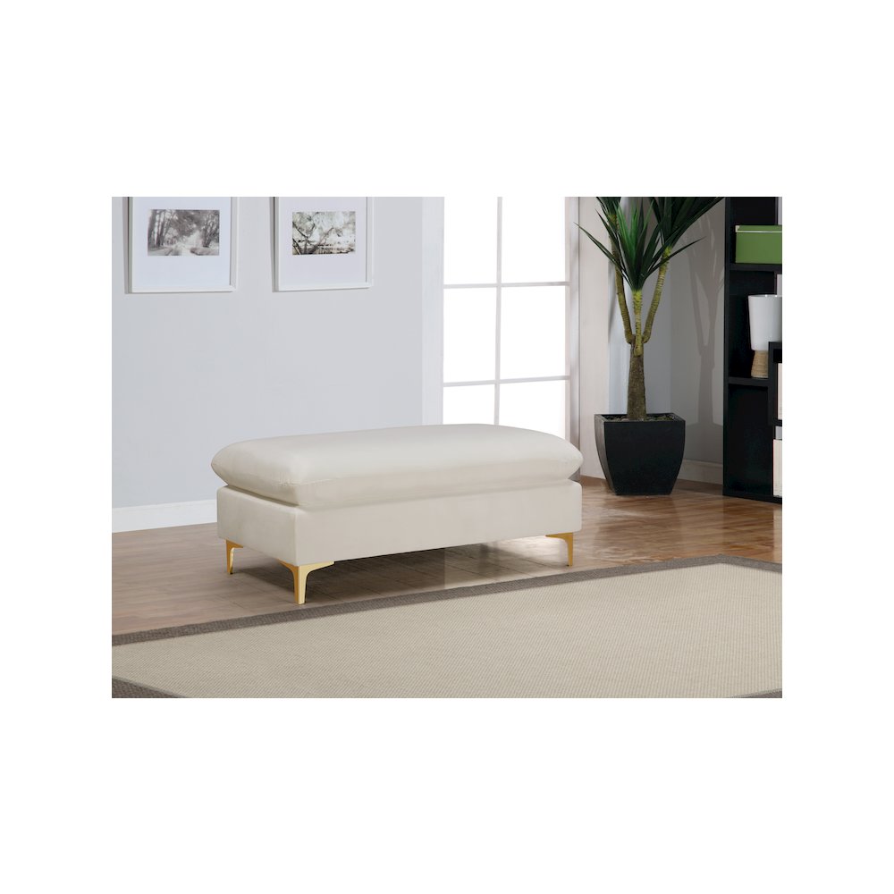 Naomi Cream Velvet Ottoman
