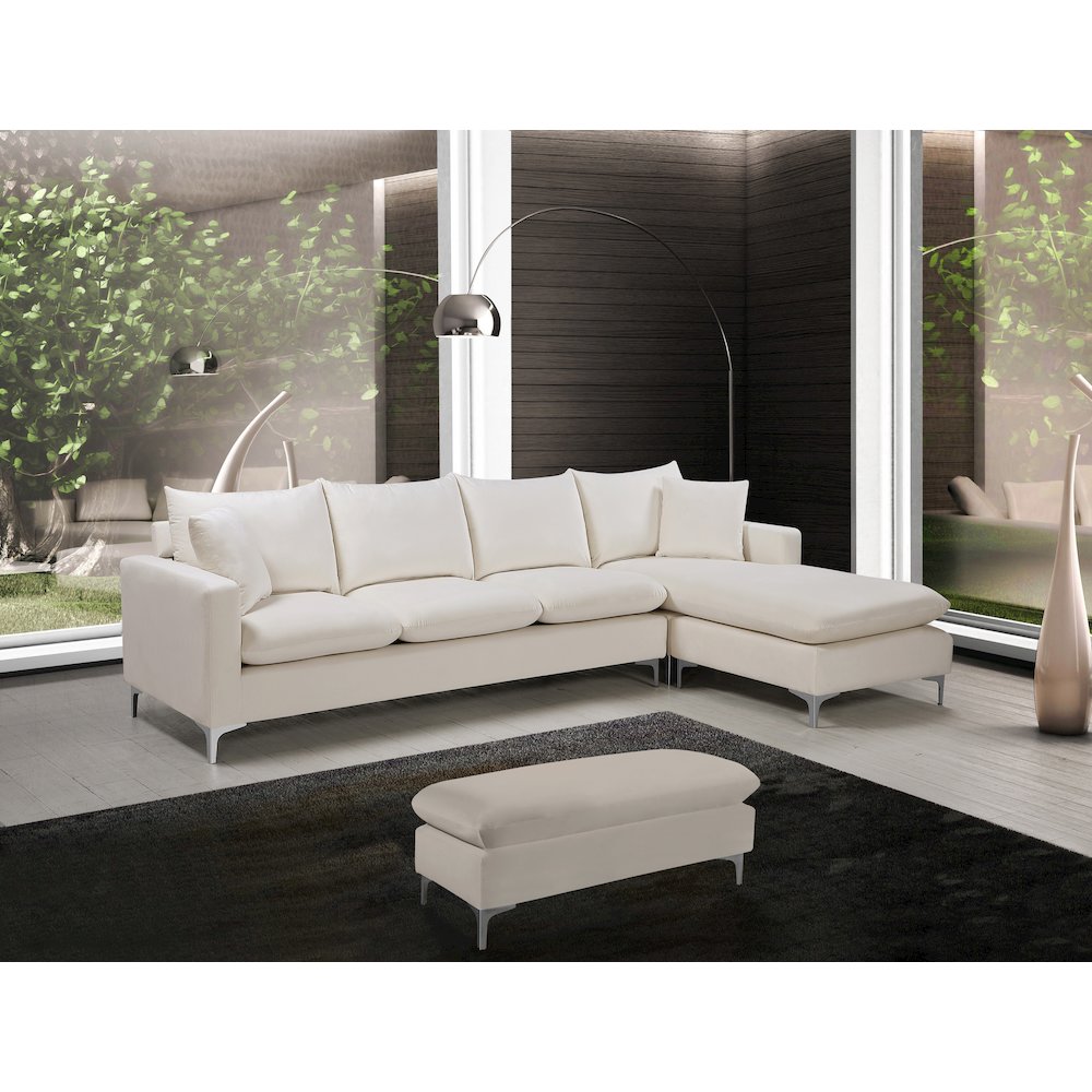 Naomi Cream Velvet 2pc. Reversible Sectional